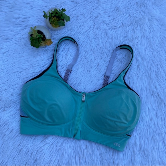 Victoria's Secret Other - Victoria’s Secret VSX Sport Clip Zip-Up Aqua Bra